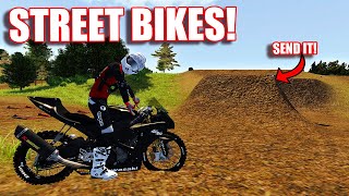 HITTING JUMPS ON A LITERAL STREET BIKE IN MXBIKES!? screenshot 5