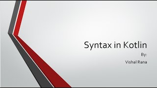 Kotlin Syntax in Hindi