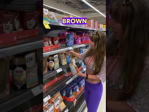 The different types of sugar showed in the supermarket!
