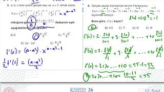 12. Sınıf Matematik Kazanım Kavrama Test 26 (Anlık Değişim Oranı ve Türev) Çözümler
