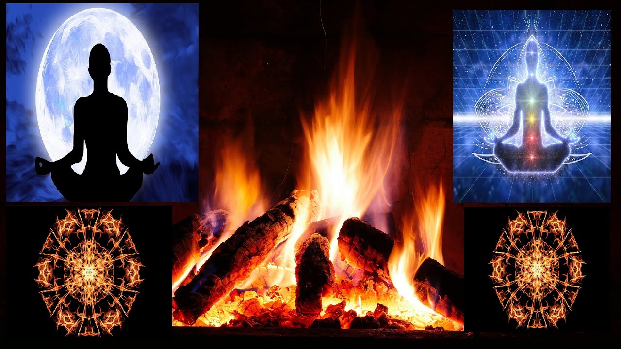 Relaxing Fireplace Crackling fireSpiritual Vibration of Powerful Om Sound.Meditation,Healing 4K