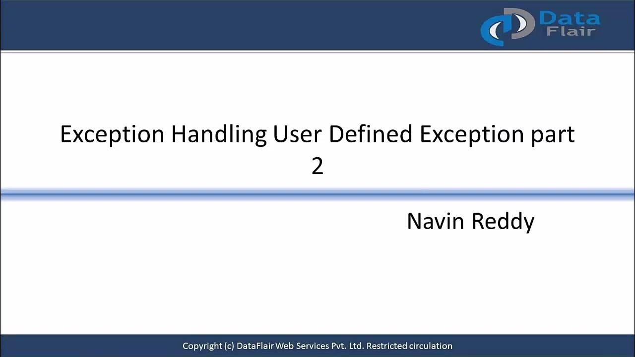 Java Exception Handling User Defined Exception Part-2 - YouTube