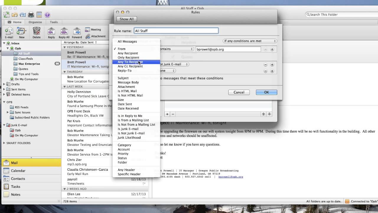 Creating Rules In Outlook 2011 For Mac YouTube