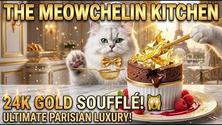 Elegant Persian Cat Bakes 24K Gold Chocolate Soufflé Asmr