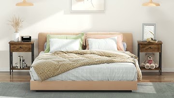 VECELO Nightstand,Side End Table with Drawer,Storage Shelf for Living Room Bedroom