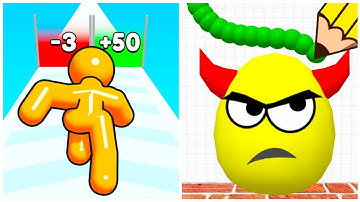 Draw To Smash VS Tall Man Run 3D - Satisfying Mobile Games, All Levels