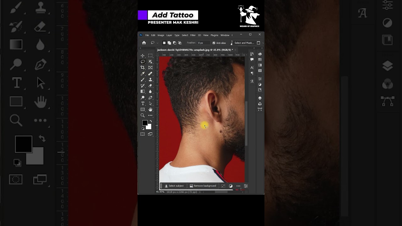 Add a stunning tattoo on the neck in Photoshop