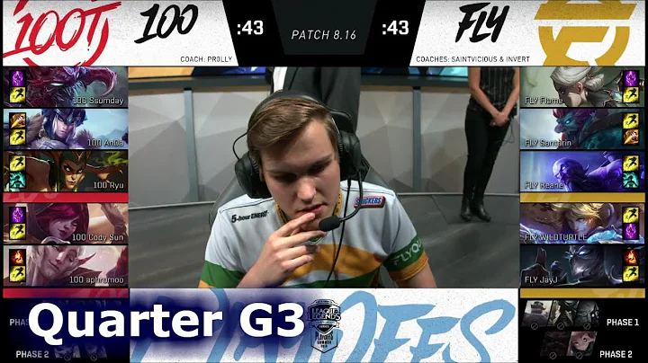 100 Thieves vs FlyQuest | Game 3 Quarter Finals S8 NA LCS Summer 2018 | 100 vs FLY G3