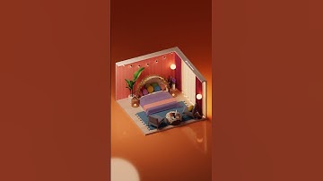 3D Isometric Design - Bedroom - Created and Animated in Blender #shorts #isometric #3d #blender