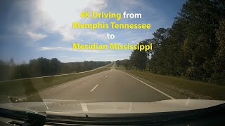 4K Scenic Drive from Memphis TN to Meridian MS | Relaxing Road Trip with Music