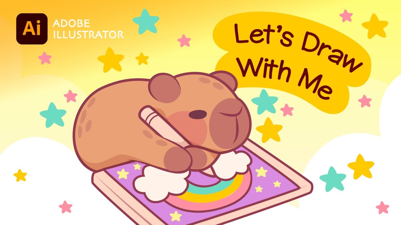 Drawing Capybara Drawing | Vector Art in Adobe Illustrator - YouTube