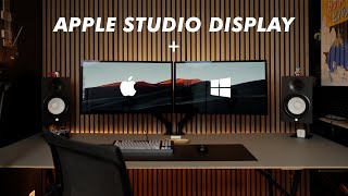on paper this is a terrible idea - windows & macos simultaneously on 2 apple studio displays