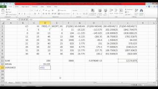 COMPUTING SAMPLE STANDARD DEVIATION FROM A FREQUENCY TABLE USING EXCEL 2010 PART 2 OF 2 Excel 2010 Sample Standard Deviation And Sample Variance From A Freq Table
