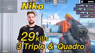 Niko FACEIT NUKE POV - 29Kills - w/m0NESY/NEXA - 3 Triples＆ Quadro - CS2 Niko POV!