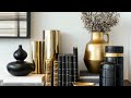 Dark Luxury Living Room | Elegant Black &amp; Gold Interior