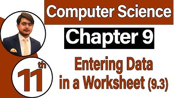 11th Class Computer Science Chapter 9 -  Entering data in a Worksheet - ICS Computer Part 1 Ch 9