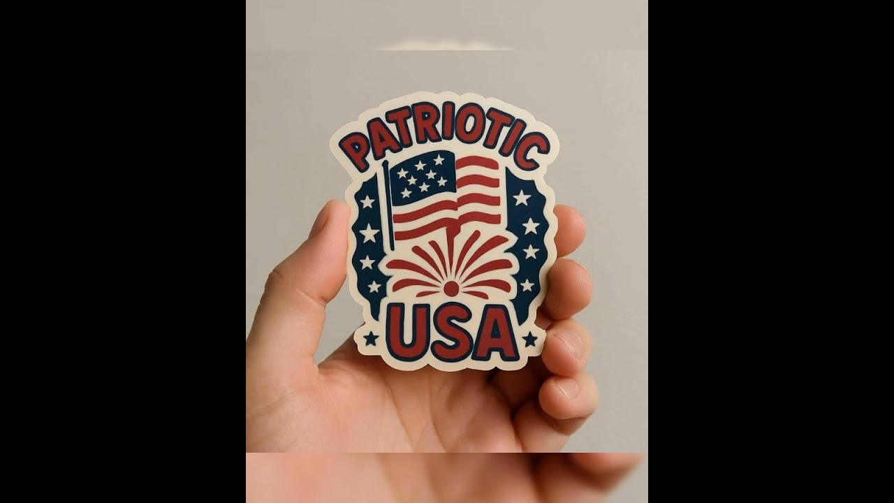Patriotic USA Sticker with Flag and Fireworks – Red, White & Blue Vinyl Decal
