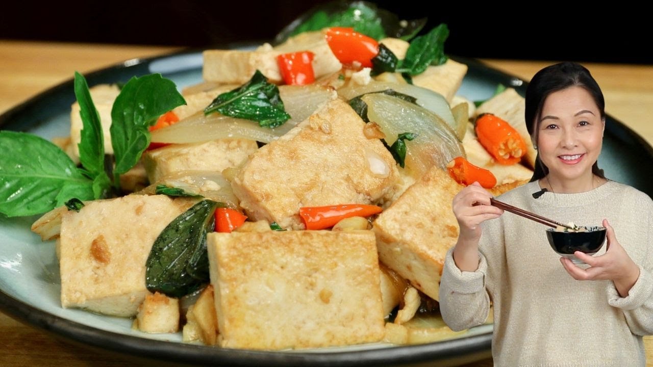 Easy Thai Basil Tofu 九层塔豆腐 | ChineseHealthyCook