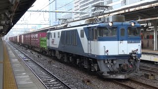 中央西線 下り 高速コンテナ列車 81レ EF64 1018(愛)＋コキ12両 ほぼ満載 名古屋駅 通過 2022年5月13日(金)撮影