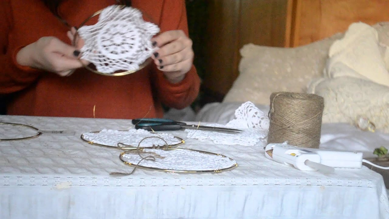 How to Make Doily Wall Hanging Decor - YouTube