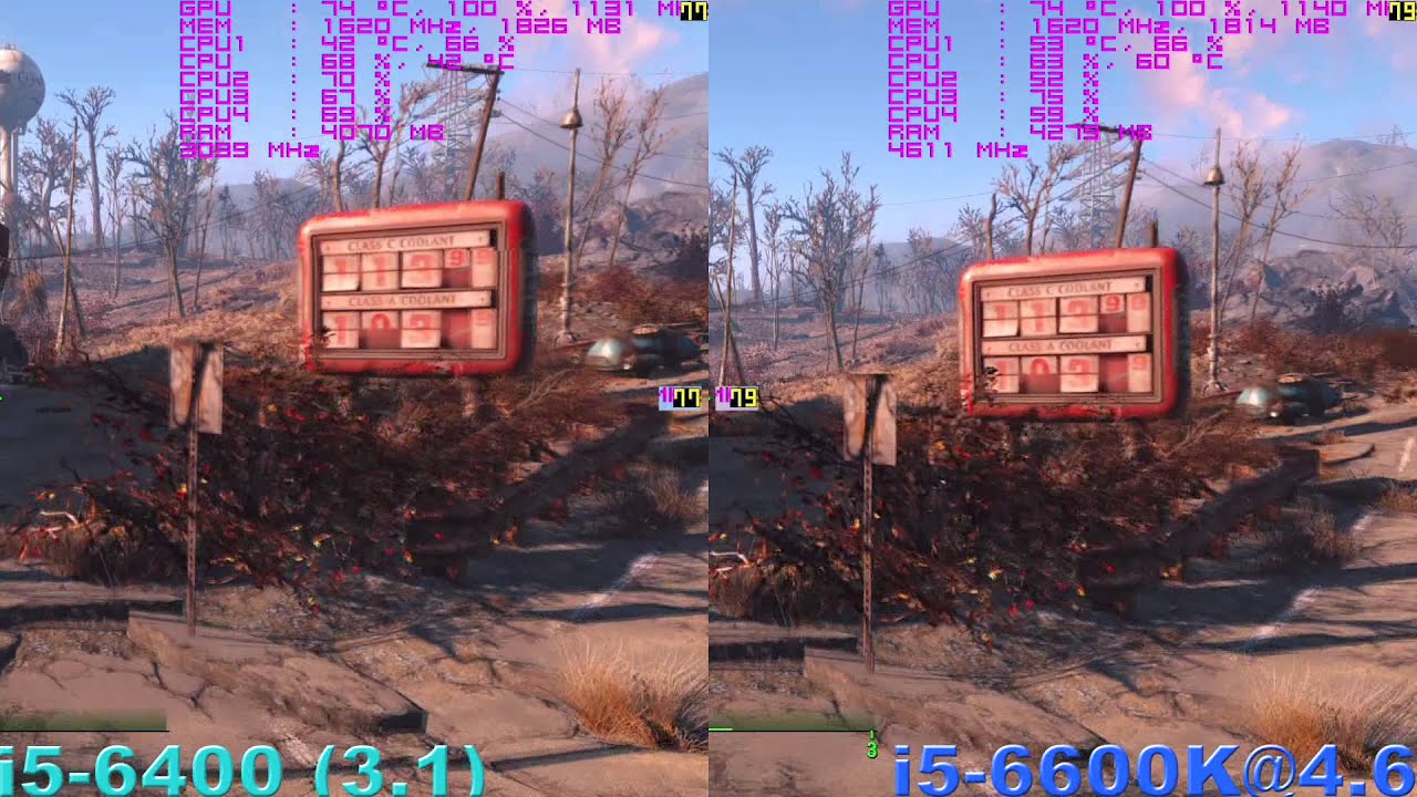 i5-6400 (3.1) vs i5-6600K@4.6 in Fallout 4