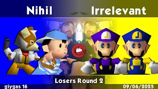 [giygas 16] Nihil (Ness/Fox) vs Irrelevant (Luigi) [Losers Round 2]