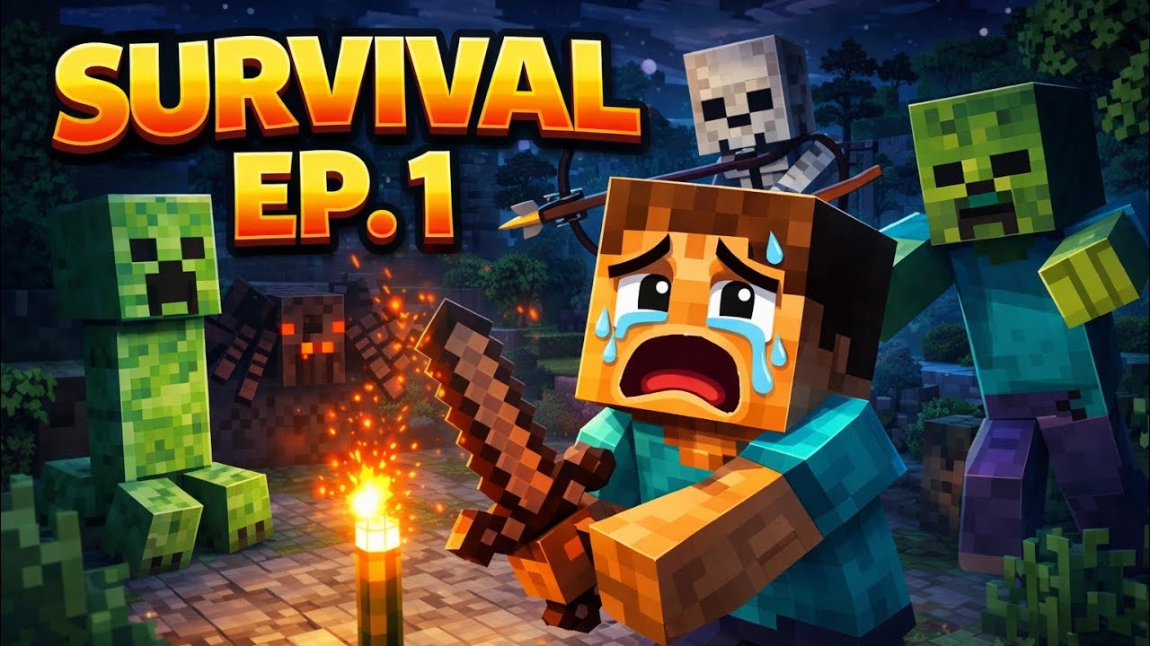 Surviving the FIRST NIGHT in Minecraft Survival… This Was Chaos! (Ep. 1 ...