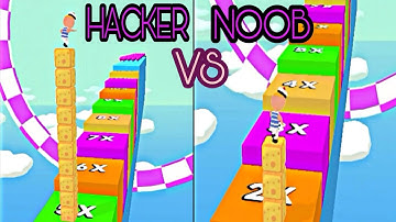NOOB VS HACKER IN CUBE SURFER . ANDOID . IOS . GAMEPLAY