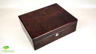 English Burl Walnut 40 Cufflink Box-WN125C-closed