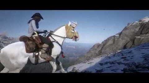 Red Dead Redemption 2 online: climbing Mount shann with my horse Avalanche.