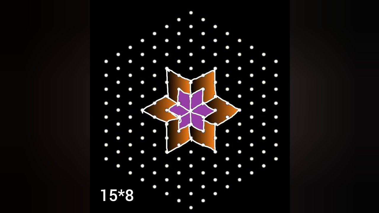 15*8 dots flower rangoli 🪻newyear celebration 🪻Sankranti chukkla 🪻Ugadi mugglu 🪻