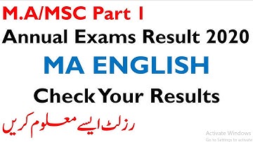 MA Part 1 English Result 2020 Punjab University Officialy announced Check Your Result 100%