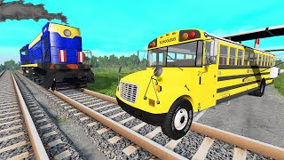 Truck Rescue Bus Cars - Cars vs Double Rails - BeamNG Drive