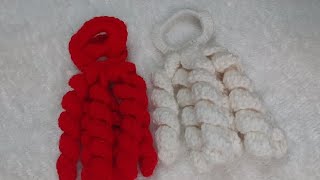 Crochet Curly Tie Hair easy for beginners كروشيه ربطه شعر / توكه للبنات سهله للمبتدئين