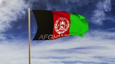 4K Afghanistan flag with title waving in the wind. Looping sun rises style. Animation loop Stock