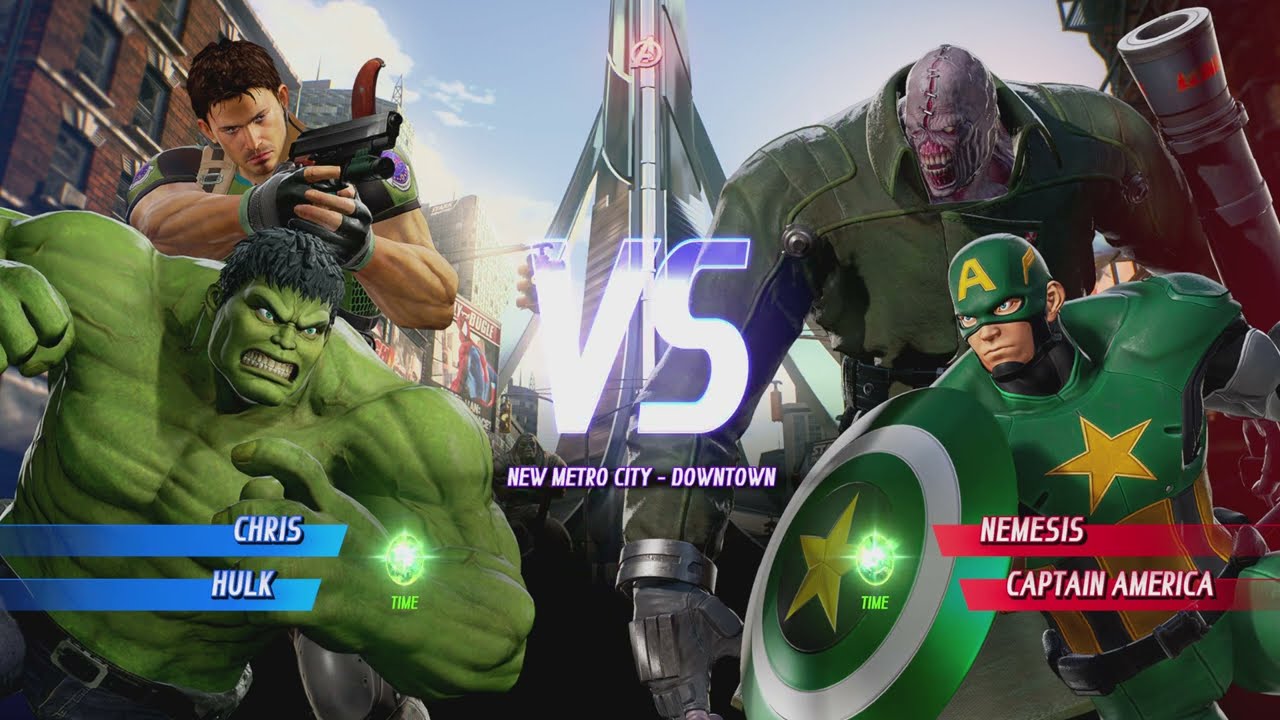 Hulk and Chris vs Captain America and Nemesis - MARVEL VS. CAPCOM ...