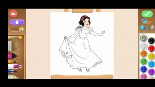 13 amazing Disney princess colouring ll. snow white, Cinderella, Jasmine, Rapunzel and many more screenshot 5