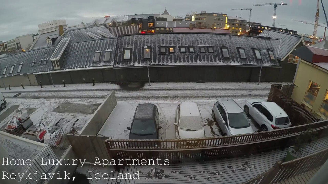 View of Timelapse - Reykjavik, Iceland, light snow, Home Luxury Apartments ...