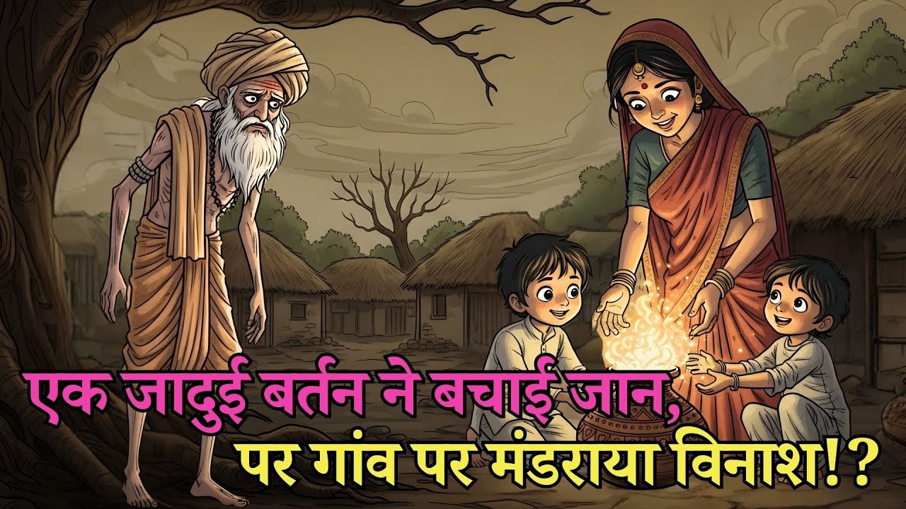 भूखे गाँव को बचाने वाला जादुई बर्तन — लेकिन इसे देने वाले बूढ़े ने छुपाया एक विनाशकारी रहस्य!
