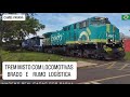 Trem misto com locomotivas Brado e Rumo logística em cruzamento na cidade de Cambé-PR