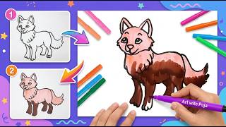 🦊 How to Draw a Cute Fox Step by Step | Easy Coloring Tutorial