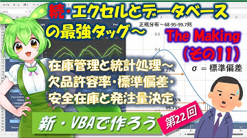 【新VBAで作ろう】第22回　続・エクセルとデータベースの最強タッグ The Making（その11）販売予測・在庫管理アプリを構築する過程を解説。標準偏差・欠品許容率と安全在庫・正規分布の検定方法