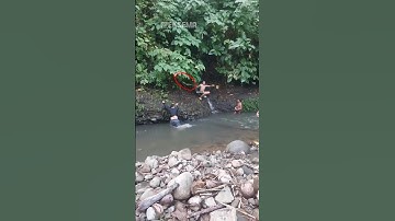 Almost Bitten by a Python While Bathing in the River! 😱🐍 #shorts #snake