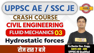 UPPSC AE / SSC JE || Civil Eng. | Jitendra sir | Class 03  | FLUID MECHANICS | Hydrostatic forces
