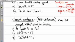09.08.2011 - Geometry Honors - Sentences, Statments, Truth Values and Negations