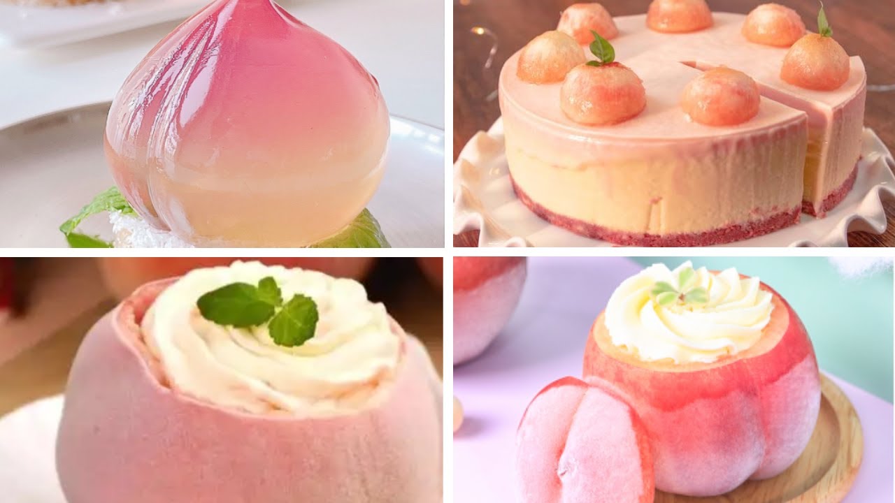 Satisfying Relaxing Video|🍑🍪🎂🍰Peach Ice Cream Recipe|Asmr|Tiktok