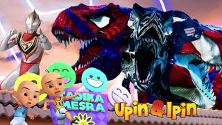 Upin Ipin Melawan Tirex Super Black Monster Laser Petir Ultraman Gaia Melawan Tirex Black Super