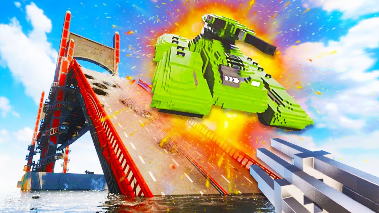I Destroyed a Massive Bridge with a Minigun and Played with a Scorpion Tank in Teardown!