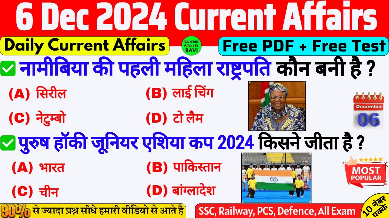 6 December 2024 Current Affairs | Current Affairs Today | SSC, NTPC ...