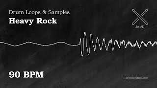 Heavy Rock Drums Loops Beats 90 BPM Royalty-Free Samples. Set 19 #PiecesSounds